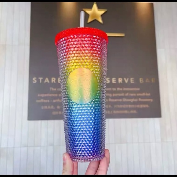 Starbucks China Pride Rainbow Diamond Studded Tumbler Cold Cup 24oz New Overseas - Picture 11 of 15